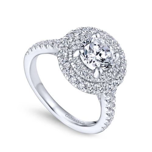 Platinum Round Double Halo Round Double Halo Diamond Engagement Ring