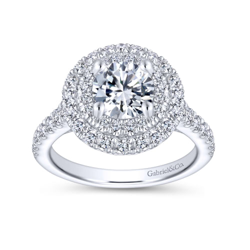 Platinum Round Double Halo Round Double Halo Diamond Engagement Ring