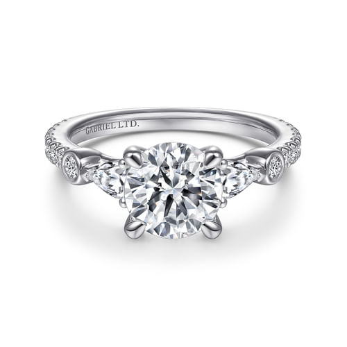 Platinum Round Five Stone Diamond Engagement Ring