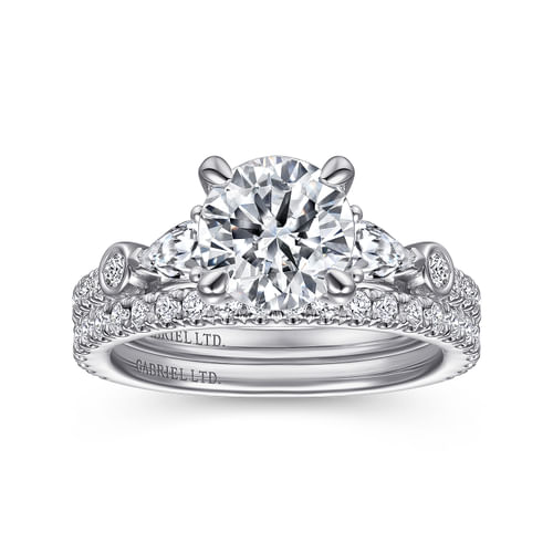Platinum Round Five Stone Diamond Engagement Ring