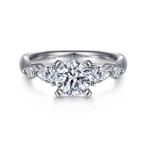 Platinum Round Five Stone Diamond Engagement Ring