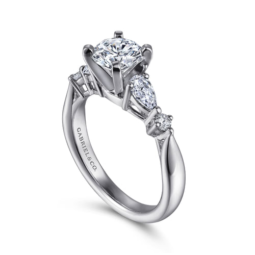 Platinum Round Five Stone Diamond Engagement Ring