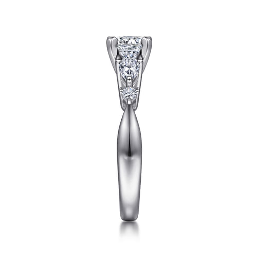 Platinum Round Five Stone Diamond Engagement Ring