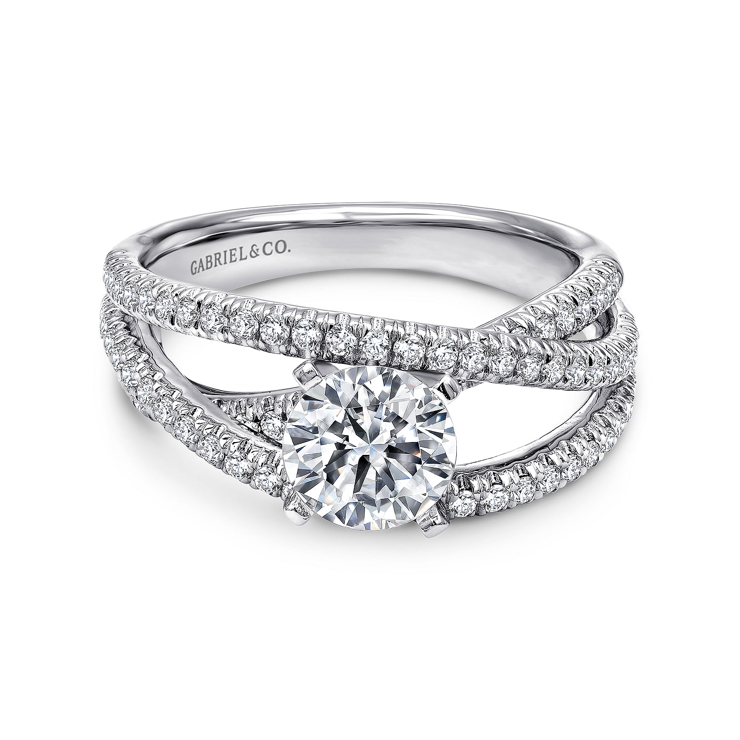 Platinum Round Free Form Diamond Engagement Ring