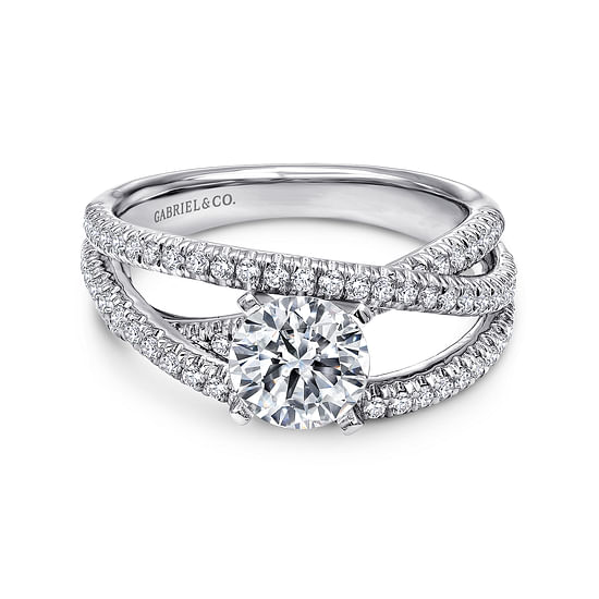 Gabriel - Platinum Round Free Form Diamond Engagement Ring