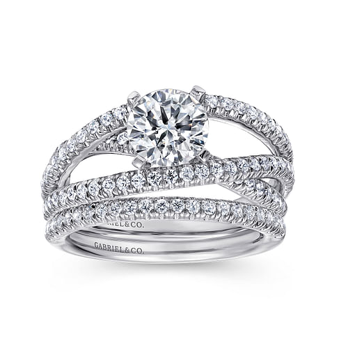 Platinum Round Free Form Diamond Engagement Ring