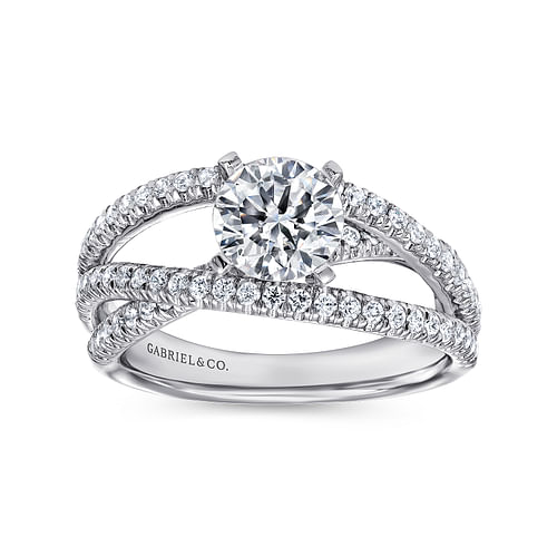 Platinum Round Free Form Diamond Engagement Ring