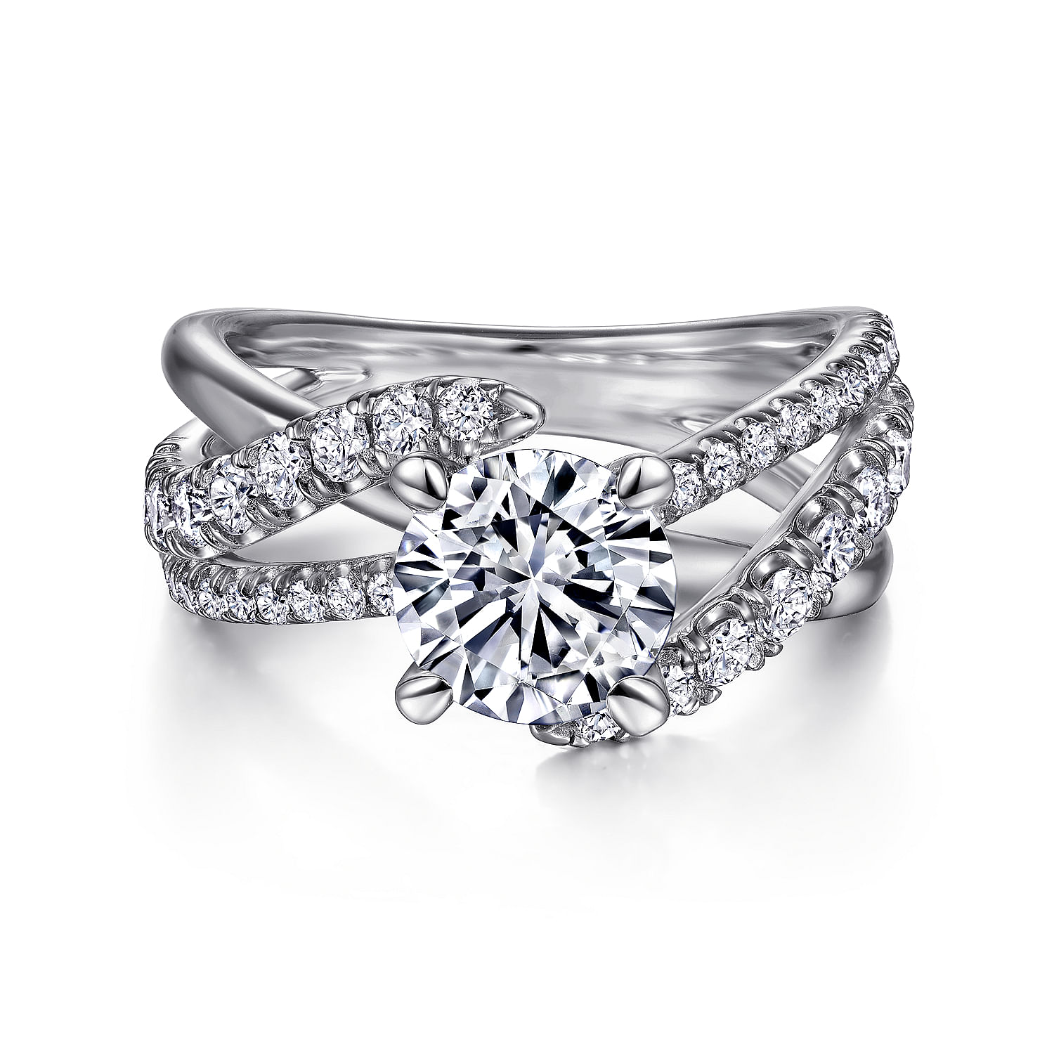 Gabriel - Platinum Round Free Form Diamond Engagement Ring