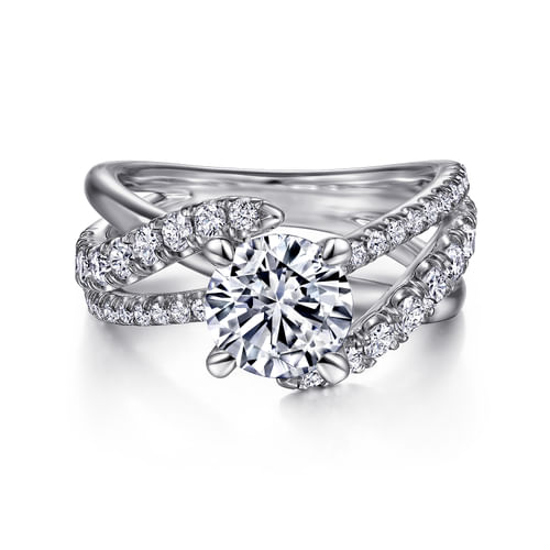 Platinum Round Free Form Diamond Engagement Ring