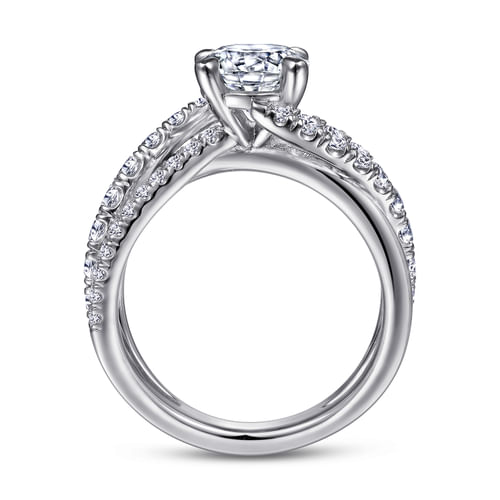 Platinum Round Free Form Diamond Engagement Ring