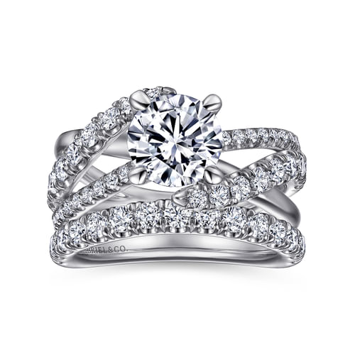 Platinum Round Free Form Diamond Engagement Ring