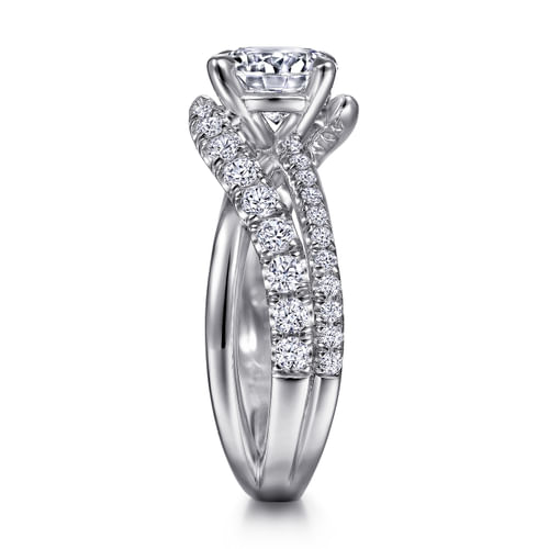 Platinum Round Free Form Diamond Engagement Ring