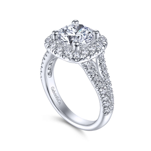 Platinum Round Halo Diamond Engagement Ring