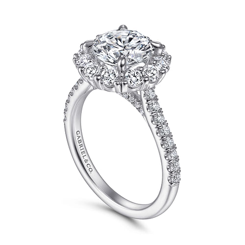 Platinum Round Halo Diamond Engagement Ring