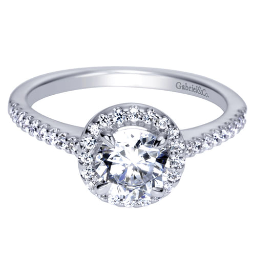 Platinum Round Halo Diamond Engagement Ring