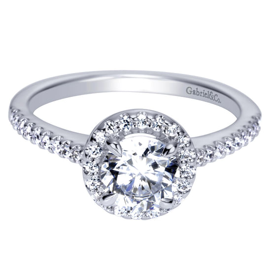 Gabriel - Platinum Round Halo Diamond Engagement Ring