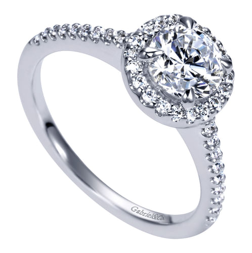 Platinum Round Halo Diamond Engagement Ring