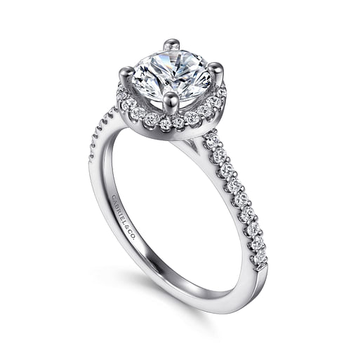 Platinum Round Halo Diamond Engagement Ring