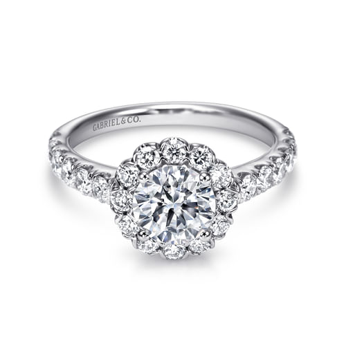 Platinum Round Halo Diamond Engagement Ring