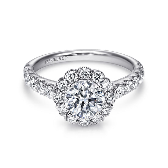 Gabriel - Platinum Round Halo Diamond Engagement Ring