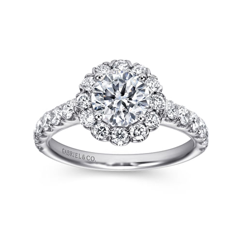 Platinum Round Halo Diamond Engagement Ring