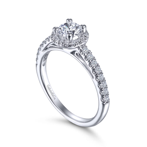 Platinum Round Halo Diamond Engagement Ring