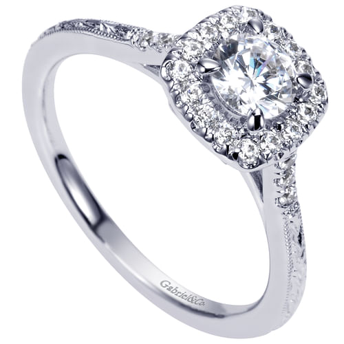 Platinum Round Halo Diamond Engagement Ring