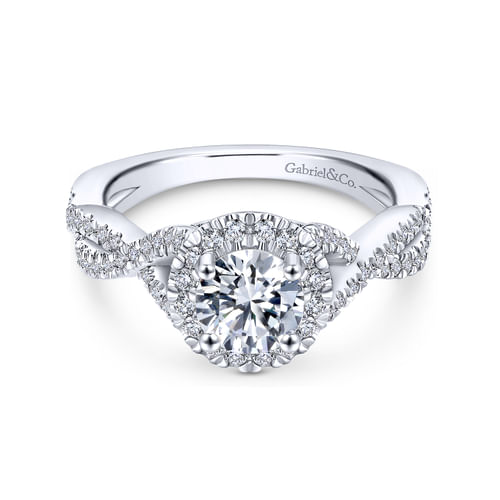 Platinum Round Halo Diamond Engagement Ring