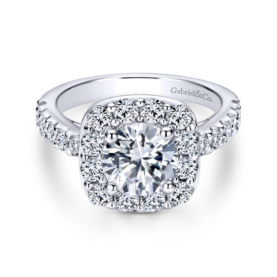 Gabriel - Platinum Round Halo Diamond Engagement Ring