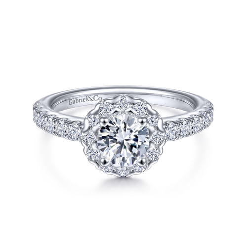 Platinum Round Halo Diamond Engagement Ring