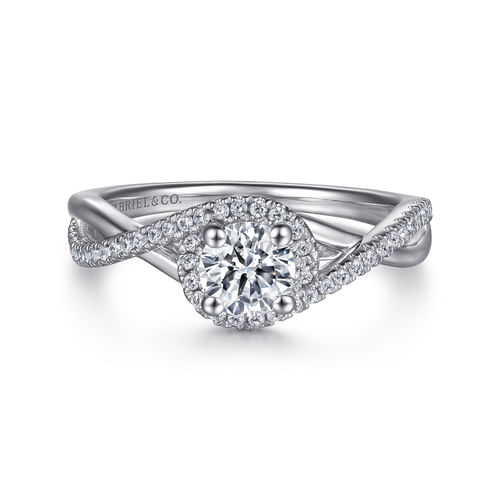 Platinum Round Halo Diamond Engagement Ring