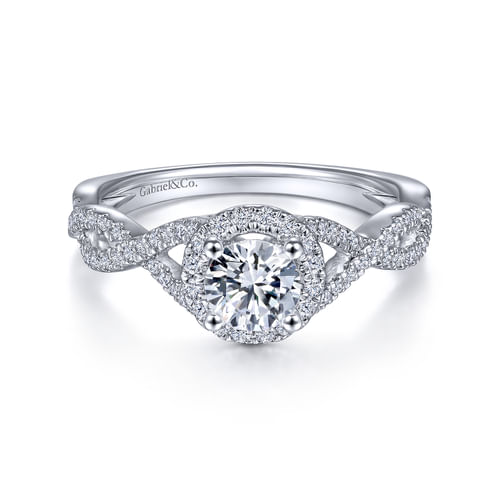 Platinum Round Halo Diamond Engagement Ring