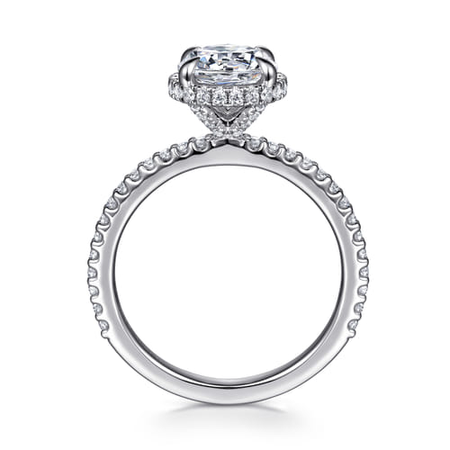 Platinum Round Hidden Halo Diamond Engagement Ring