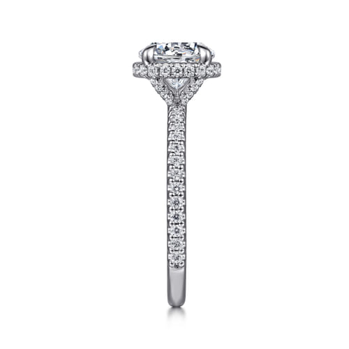 Platinum Round Hidden Halo Diamond Engagement Ring