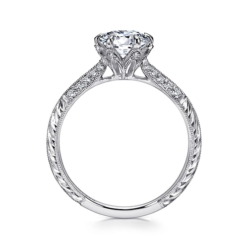 Platinum Round Knife Edge Diamond Engagement Ring