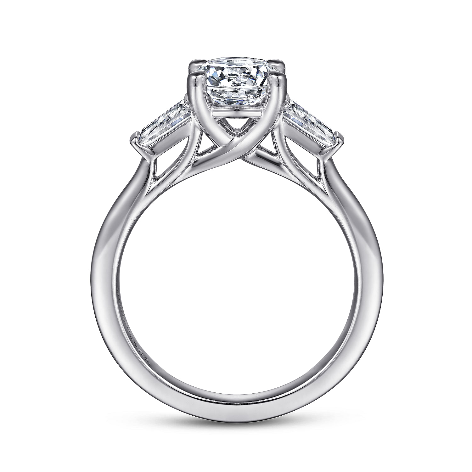 Platinum Round Three Stone Diamond Channel Set Engagement Ring
