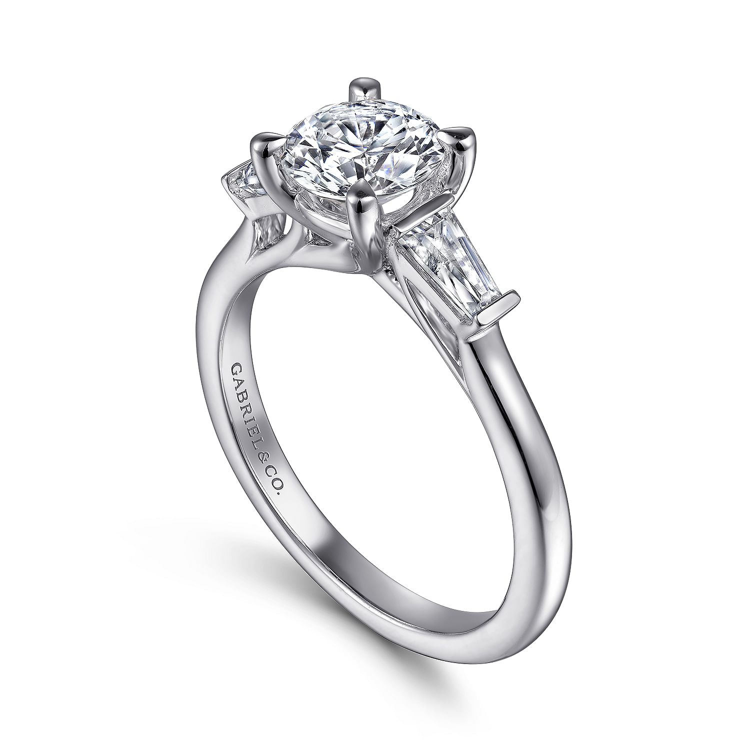 Platinum Round Three Stone Diamond Channel Set Engagement Ring