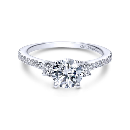 Platinum Round Three Stone Diamond Engagement Ring