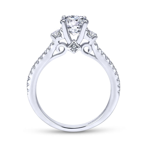 Platinum Round Three Stone Diamond Engagement Ring