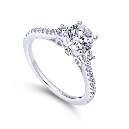 Platinum Round Three Stone Diamond Engagement Ring
