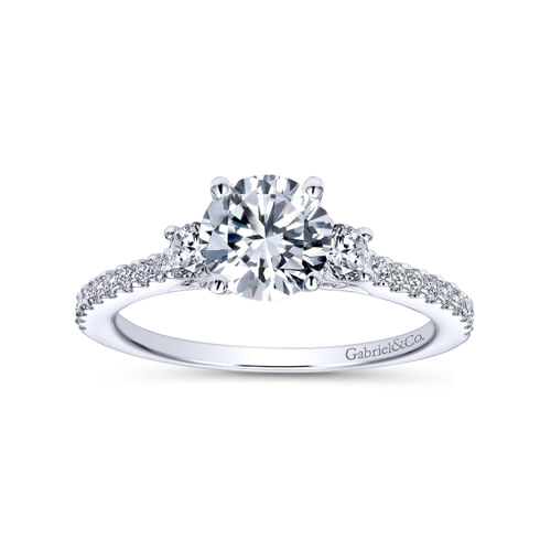 Platinum Round Three Stone Diamond Engagement Ring