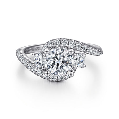 Platinum Round Three Stone Diamond Engagement Ring