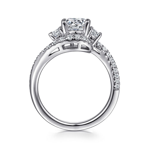 Platinum Round Three Stone Diamond Engagement Ring