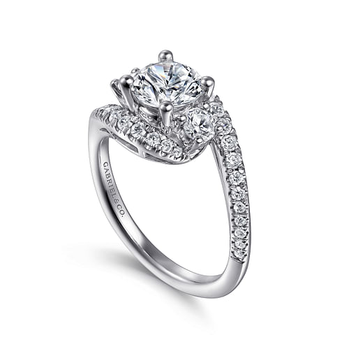 Platinum Round Three Stone Diamond Engagement Ring