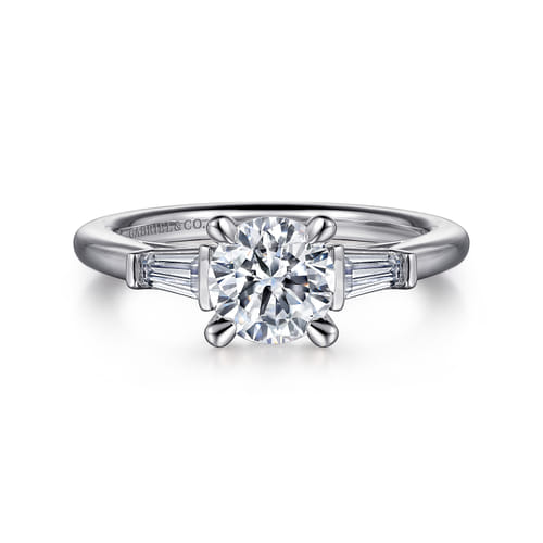 Platinum Round Three Stone Diamond Engagement Ring