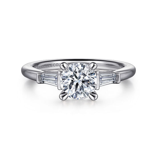 Gabriel - Platinum Round Three Stone Diamond Engagement Ring