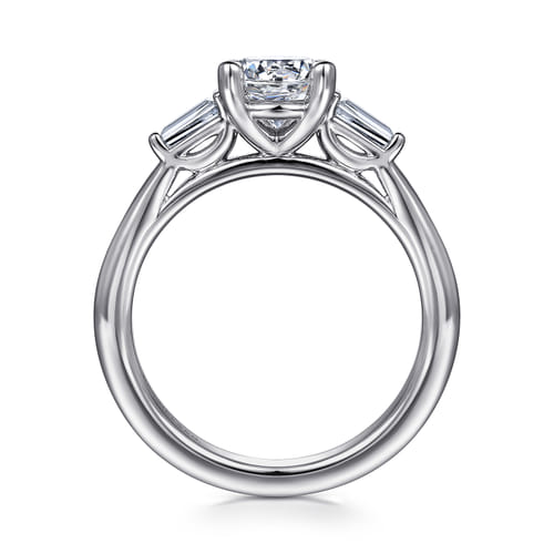 Platinum Round Three Stone Diamond Engagement Ring