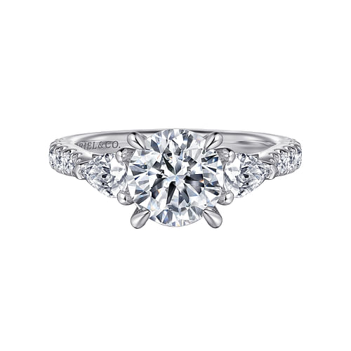 Platinum Round Three Stone Diamond Engagement Ring