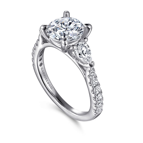 Platinum Round Three Stone Diamond Engagement Ring