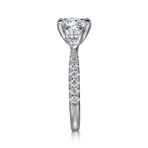 Platinum Round Three Stone Diamond Engagement Ring